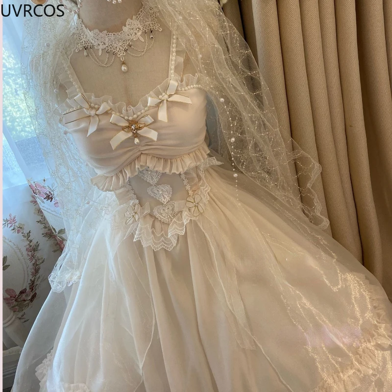 Japan Sweet Lolita Princess Party Wedding Dresses Women Victorian Vintage Jsk Dress Girl Gothic Flower Elegant Trailing Dresses