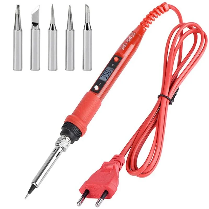 110V 220V 80W LCD Soldering iron kit adjustable temperature solder welding tools Ceramic heater soldering tips 15kind copper tip 4