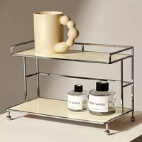Nordic Style Acrylic Vanity Organizer, Sleek Black Countertop Display Rack for Cosmetics, Perfumes, Cup Storage 1