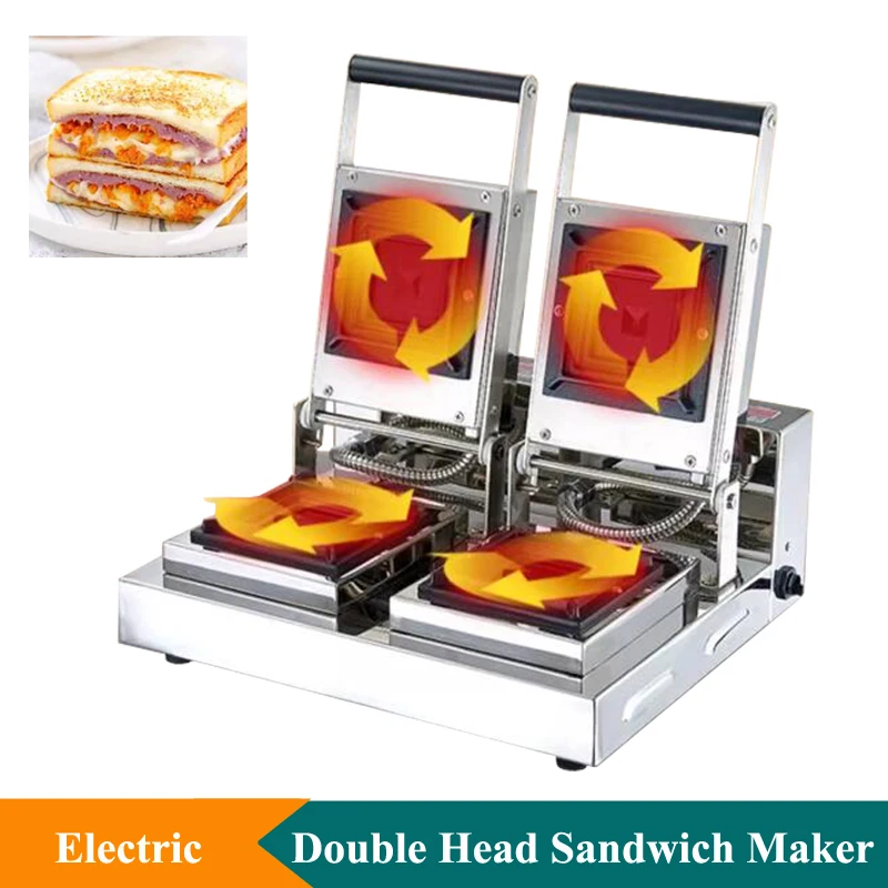 

Commercial Toaster Bread Heat Press Machine Electric Square Sandwich Maker Machine Breakfast Waffle Sandwich Heating Machine