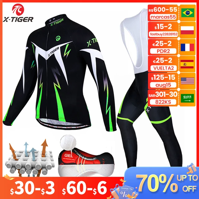 "X-Tiger" Langarm Radfahren Jersey Sommer Set MTB-Mens-Wear Radfahren Kleidung 1