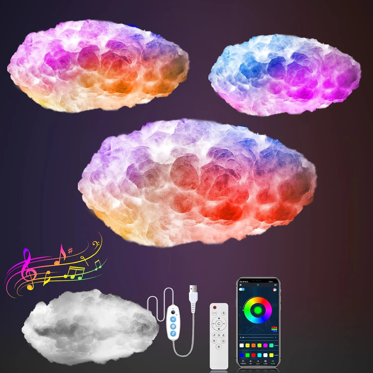 3D-Big-Cloud-lightning-Light-Music-Sync-Multicolor-Night-light-Changing ...