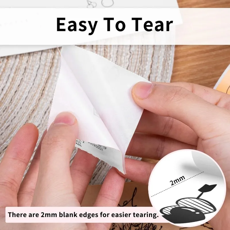 T02 White Adhesive Thermal Paper Roll,10-Year Thermal Printing Paper,Mini Printer Paper Compatible With T02/M02X/M02L, 50mmx3.5m