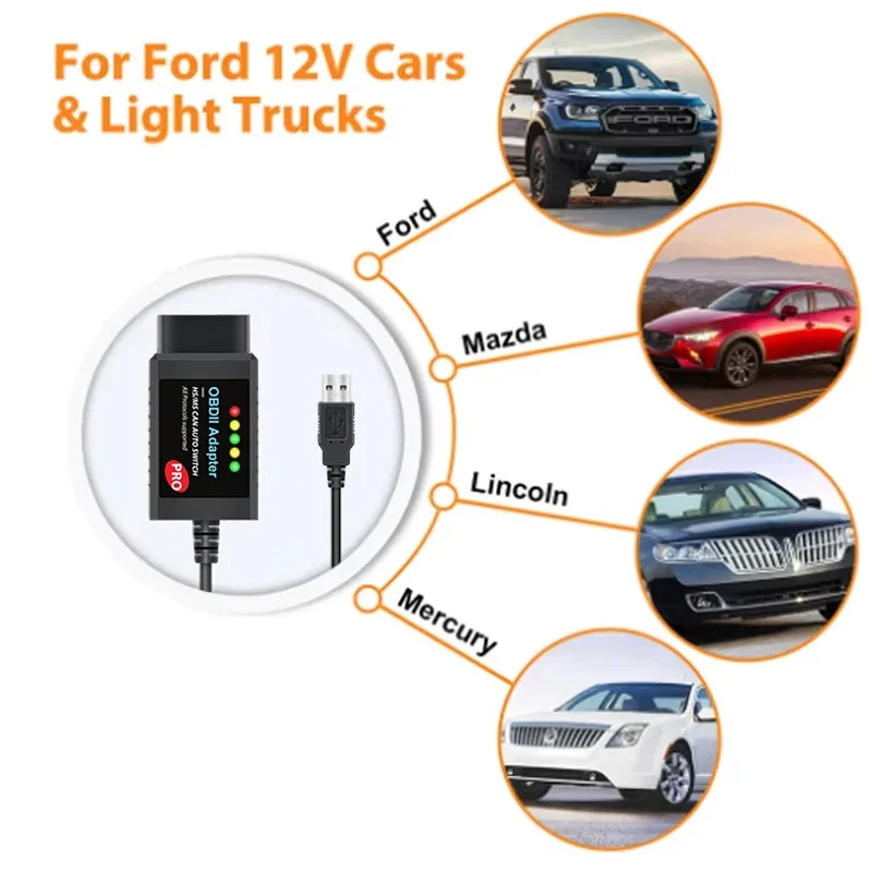 OBDMonster FORScan Pro For Ford Mazda Coding Car Diagnostic Tool with HS/ MS CAN Switch OBD2 ELM327 V1.5 Scanner Adapter