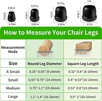 8pcs Round Table Chair Leg Floor Protector Foot Cover Black Anti- Slip Silicone Furniture Feet No Scratches for Hardwood Floors 3