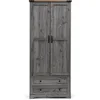 71" wooden armoire wardrobe closet. Modern functional tall storage cabinet with adjustable shelf and hanging rail. 6