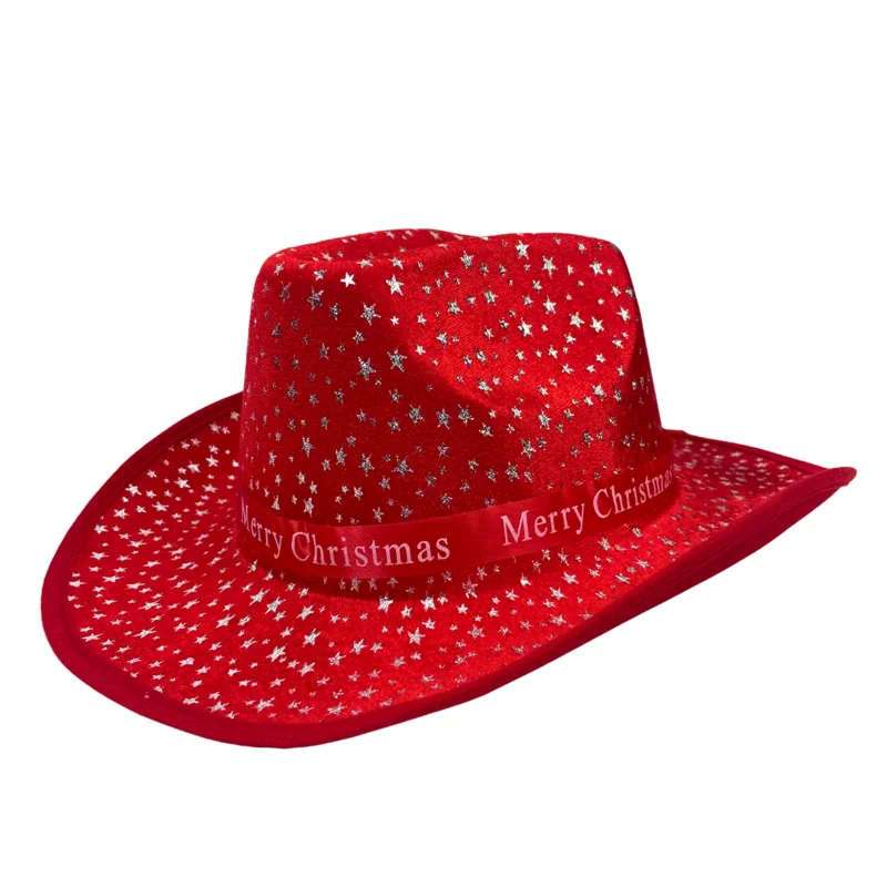 Christmas Cowgirl Hats Adults Christmas Jazz Hats for Holiday Cosplay Costumes Party Supplies