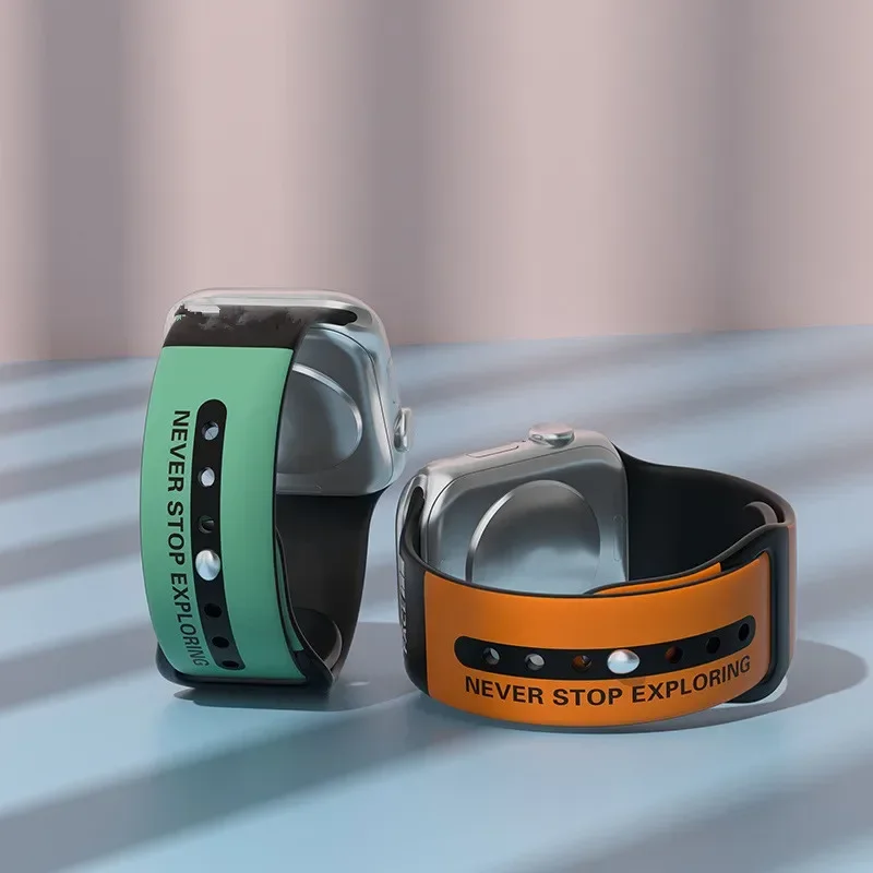 애플 워치 밴드용 실리콘 스트랩, 럭셔리 브랜드 디자인, 49mm, 45mm, 44mm, 42mm, 41mm, 40mm, 38mm, iwatch 시리즈 3, 4, 6, 7, 8 SE 울트라