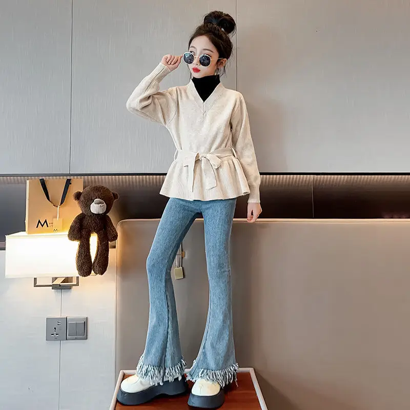 

Girl'S spring suit fashionable Korean style's sweater girls' middle and big CHILDREN'S late autumn T