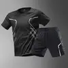 Summer Men Sets New Quick Dry Breathable Gym Clothing Training Short Sleeve Tops Shorts Suit Outdoor Daily Leisure Two-Piece Set 2