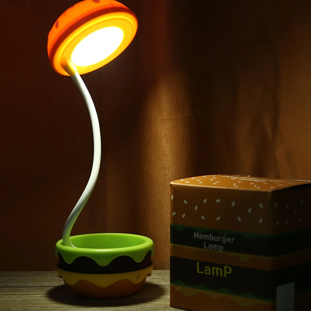 Hamburger Eye Protection Light USB Charging Creative Desktop Lamp Retractable Dimmable 3 Modes Flexible for Study Bedroom Office 5