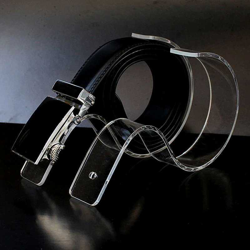 Fashion Boutiques display props Belt display racks Acrylic girdle Display Stand holder desktop Leather belt/waistband stand 5