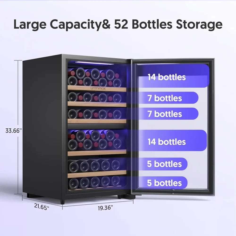 Wine Cooler Refrigerator Freestanding w/Lock,Digital Temperature Control Compressor Wine Cellar,Fast Cooling Low Noise No Fog