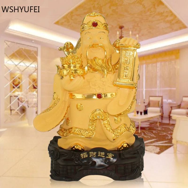 

Chinese God of Wealth Statue Resin Ornaments Living Room TV Cabinet Desktop Decorations Lucky Money Shop Opening Gifts Decor