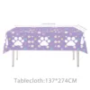 Purple Puppy Paw Birthday Party Decoration Disposable Tableware Black Dog Paw Straws Cup Plate Kids Favor Gifts Party Supplies 6