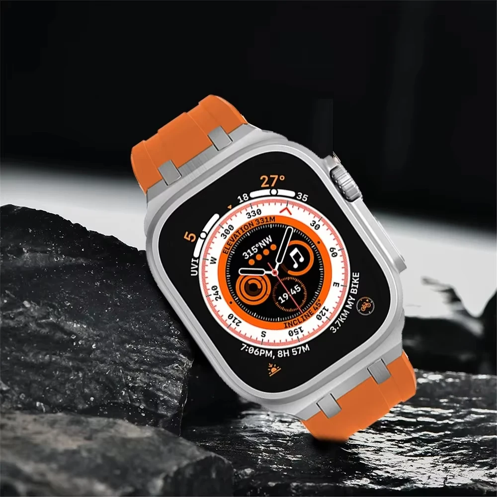 Titanium Metal Head Silicone Band with Rubber Strap