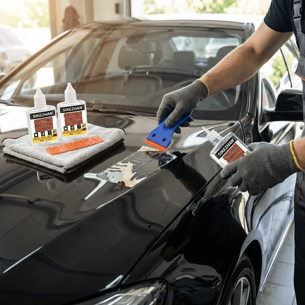 Automotive Adhesive Remover Kit with Scraper & Blades Safe for Car Paint Glass Decal Sticker Emblem & Vinyl Glue Removal