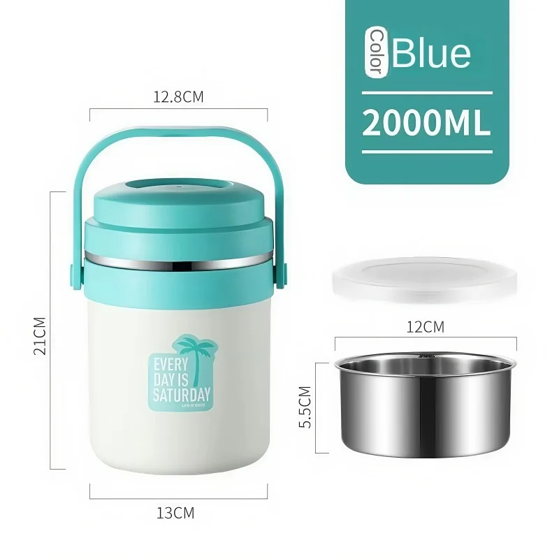 Stainless Steel Adult Vacuum Insulated Soup Bucket Thermos Bottle Portable Multi-layer Stackable Bento Box Hot Food Container 4