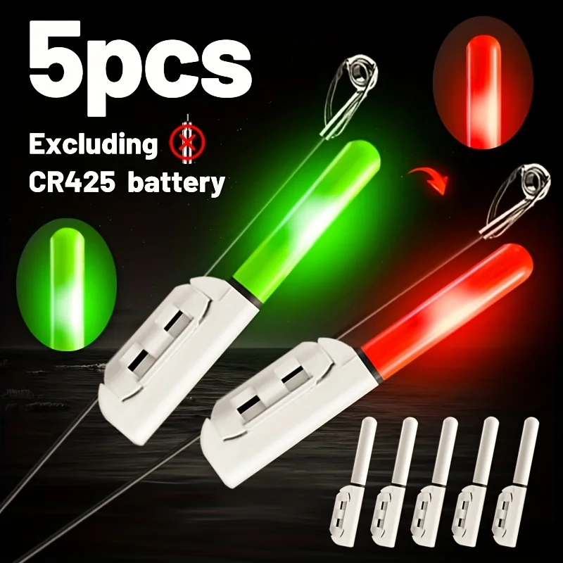 5 indicateurs de touche à pointe luminescente changeant de couleur pour pêche en mer sans pile