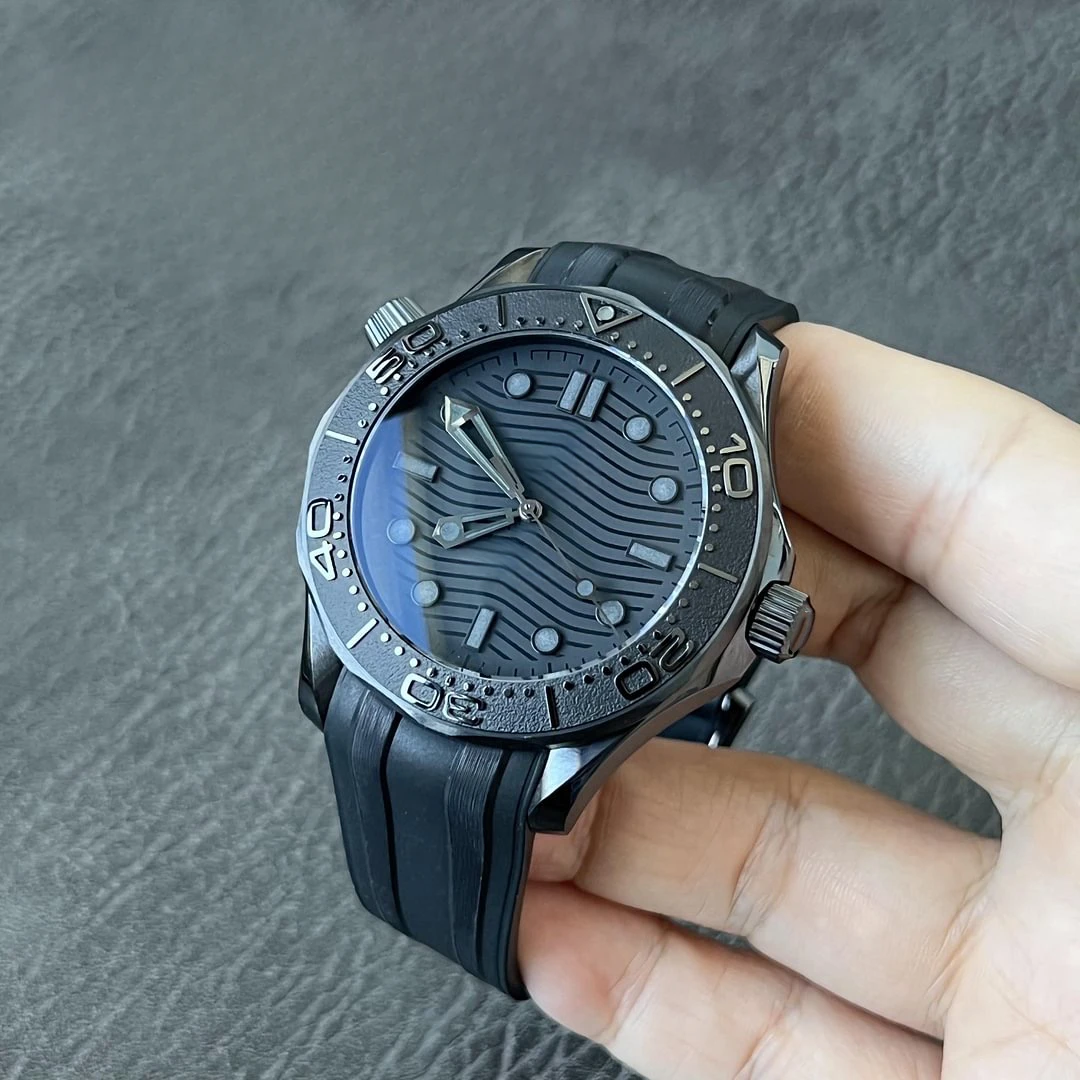 

Мужские Роскошные часы Seamasters Diver 300 м полностью черная керамика с заводским механическим механизмом VSF 8806.