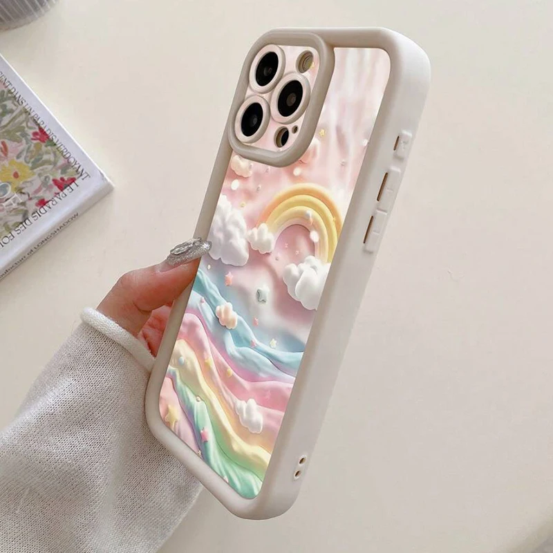 Cloudy Rainbow Design Silicone Phone Case Cover