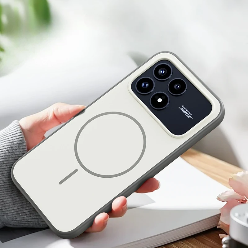 ELVEV Magnetic Skin-Feeling Soft TPU Protective Case with Wireless Charging Cover
