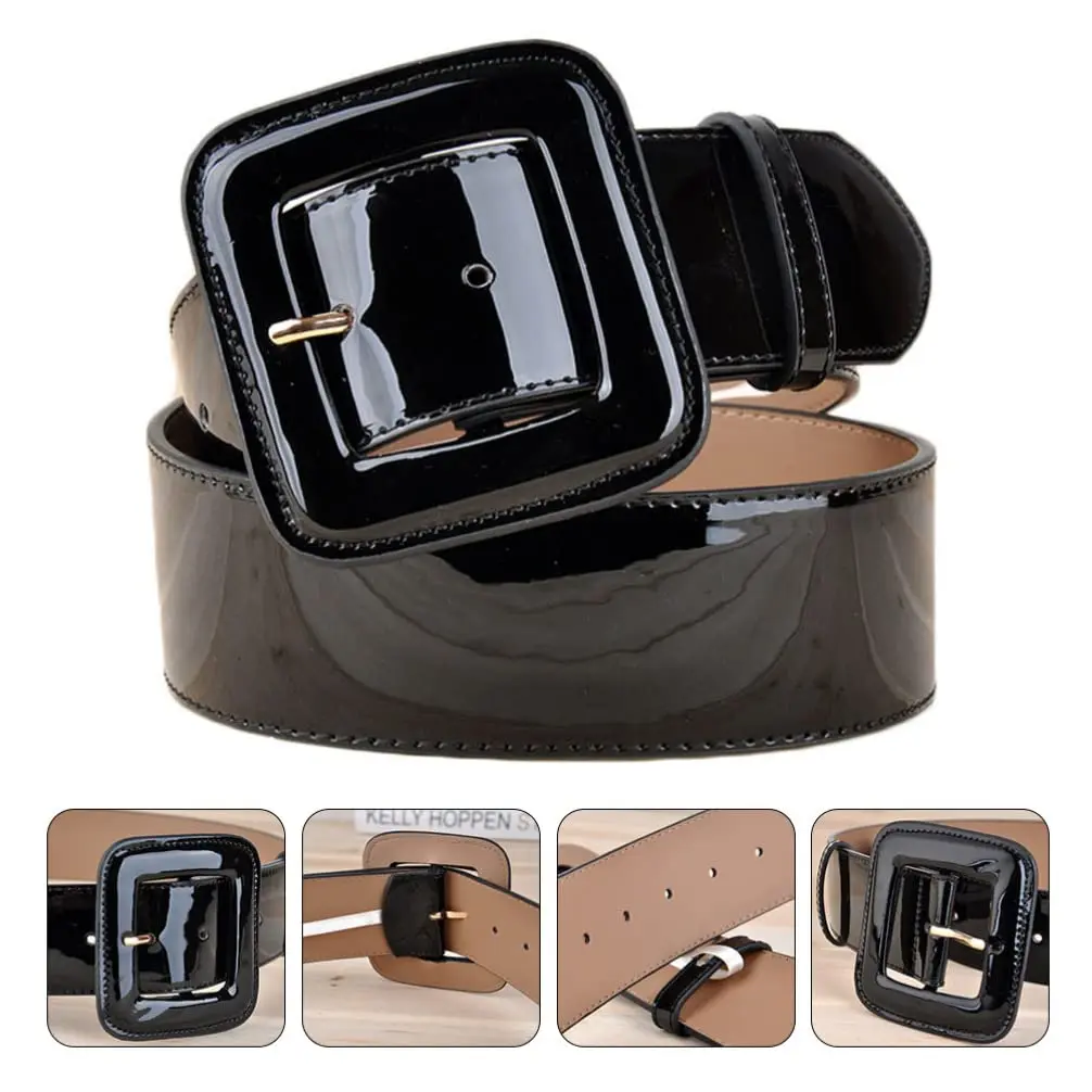 Fashion Wide Patent Leather Belt for Womens with Wide Square  display picture 2