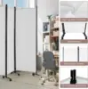 Ldaily 6 Panel Room Divider, 5.6Ft Tall Folding Privacy Screen With Wheels, Portable Freestanding Wear-Resistant Fabric 5