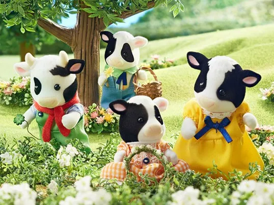 Sylvanian Families Limited Edition 35th Anniversary Buttercup Friesian Cow Family 4pcs Set Animal Toys New in Box 5618