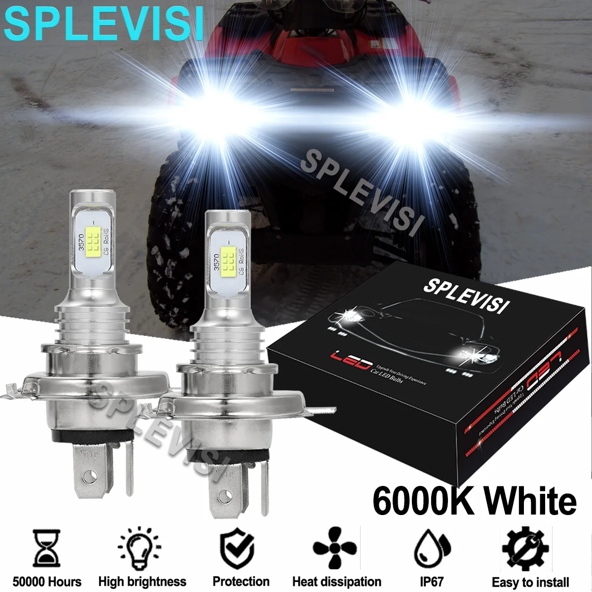 2pcs 6000k bright white 35w led headlights 4000lm for ski doo renegade x 600 800r 1200 xrs 800r snowmobile 2PCS 6000K White LED Headlights For Polaris Sportsman 400 1993-1996 Star 1985-1995 Trail-Boss 250 1988-1999