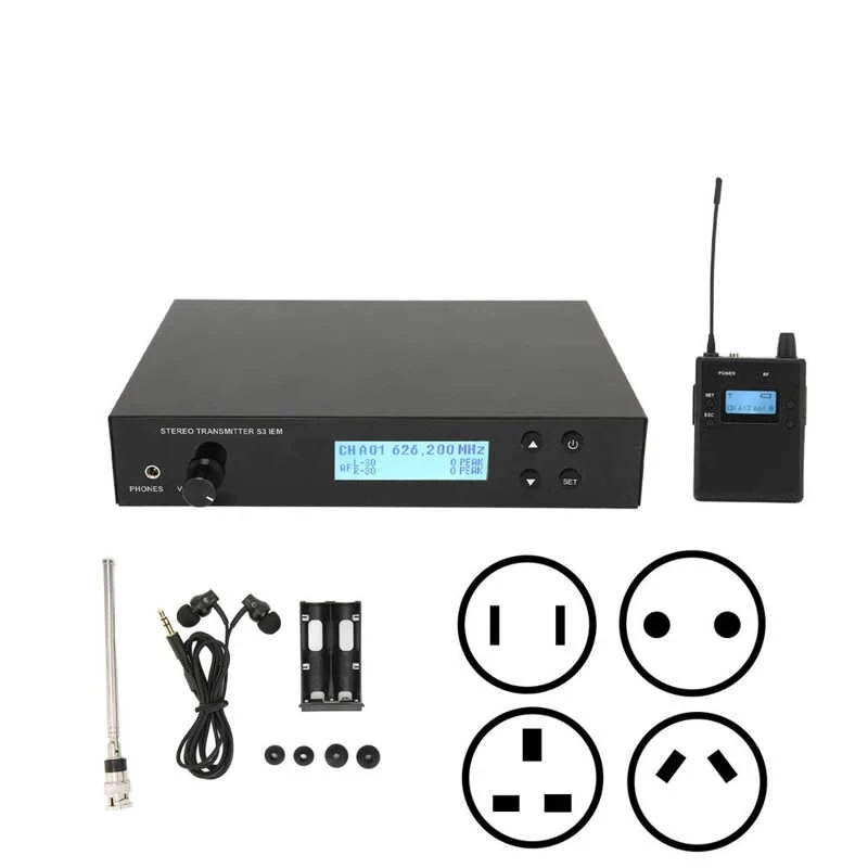 Wireless In Ear Monitor 626-665MHz Professional Digital Monitoring System Kits Stage Performance UHF Stereo Wireless In-ear Monitor System