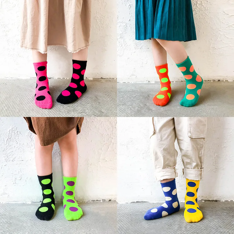 Рисунок 4 - 1 пара, Детские Разноцветные носки в горошек