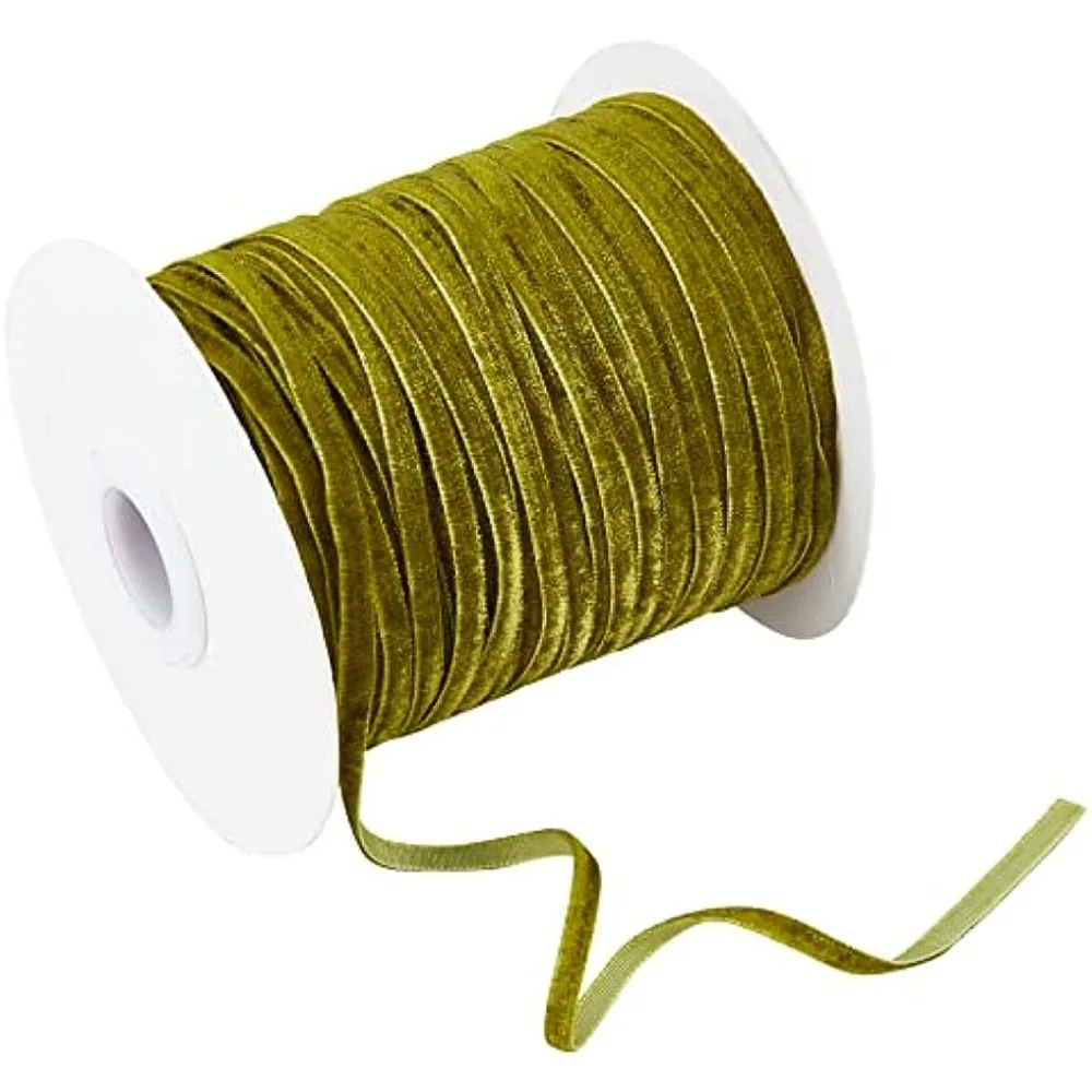 Ruban Velours Vert Foncé Bordure Simple - Largeur 1 Pouce (2,54 Cm) - Pour DIY, Décors, Couture