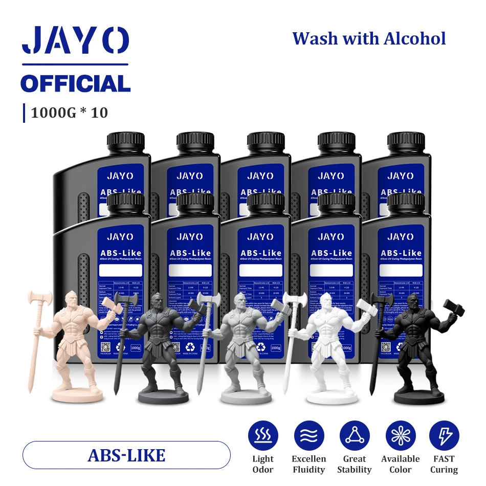 JAYO ABS comme résine 3D 10 bouteilles ABS comme 405nm photopolymère à durcissement UV résine 3D rapide pour imprimante 3D LCD/DLP/SLA 2/4/6/8K