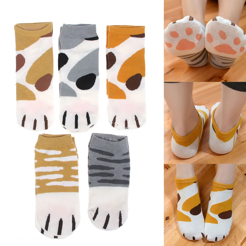 

Spring And Summer New Shallow Ladies Boat Socks Casual Cartoon Socks Basic Cotton Short Help Even Size Cat Paw Socks Sweat
