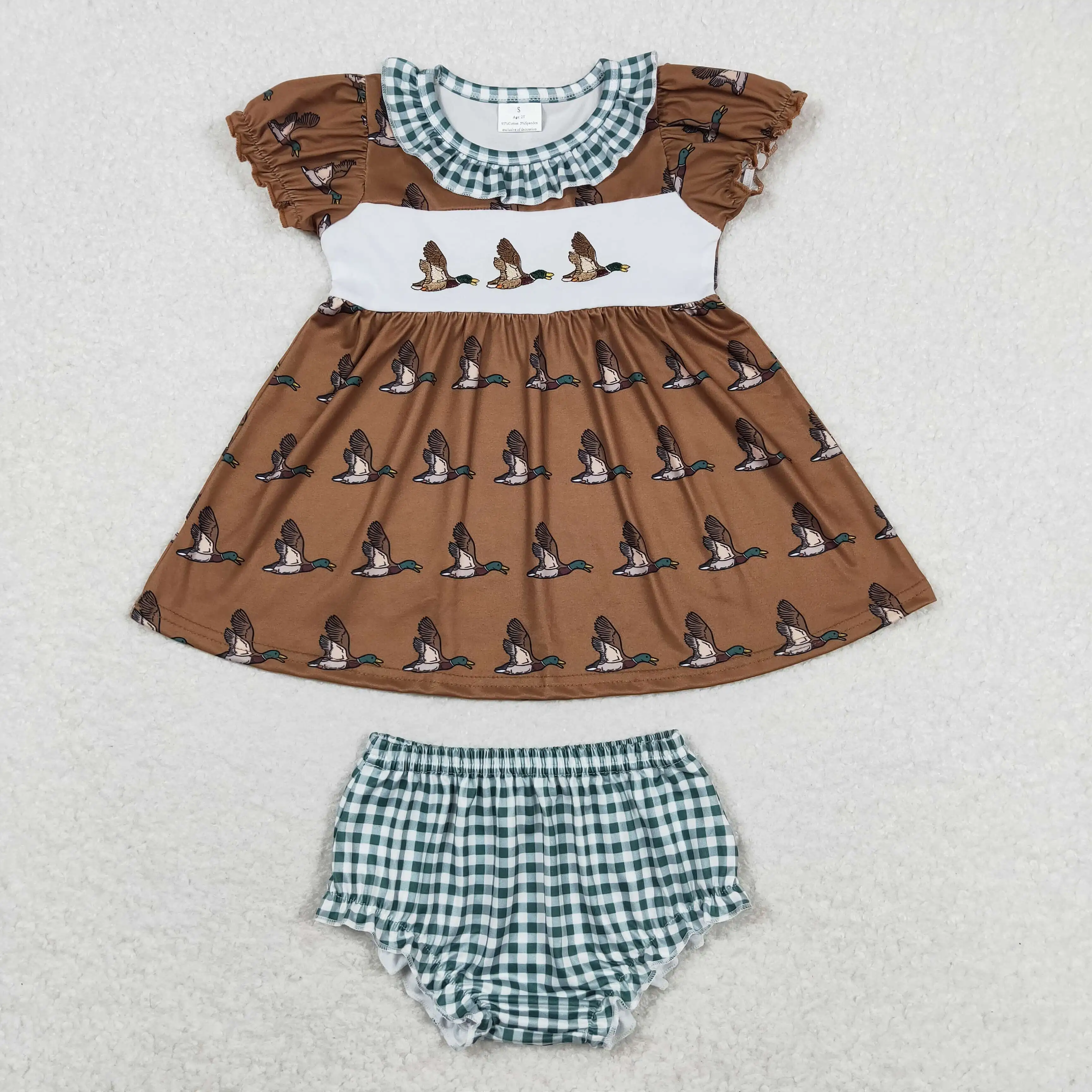 

RTS infant clothing suits baby girls clothes duck pattern two piece bummie set outfit kids summer clothing