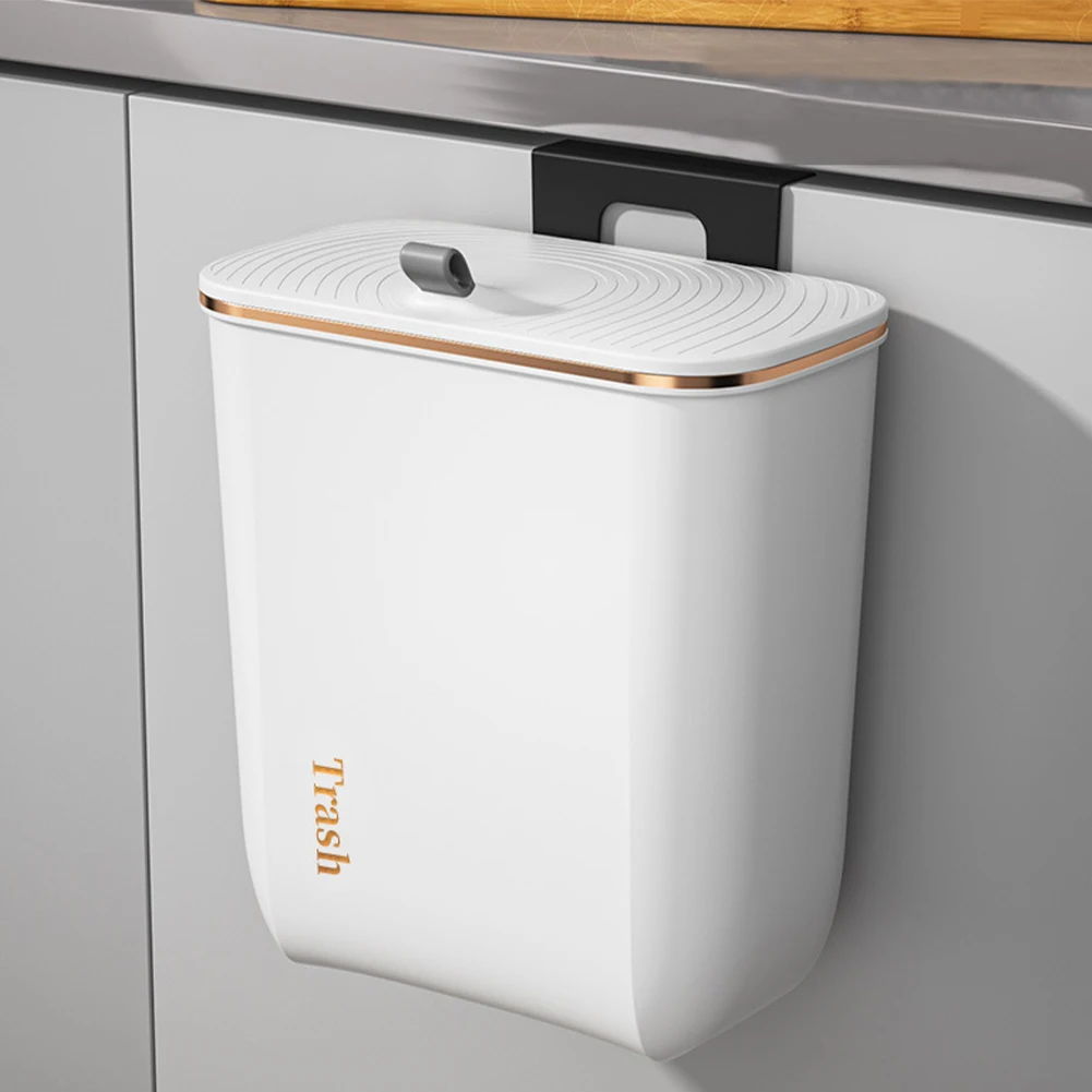 Kitchen Bathroom Hanging Waste Bin with Lid Wall Mounted Garbage Can for Cabinet Under Sink Waste Garbage Compost Bin: 3 - 5 Days Free Delivery Only UK