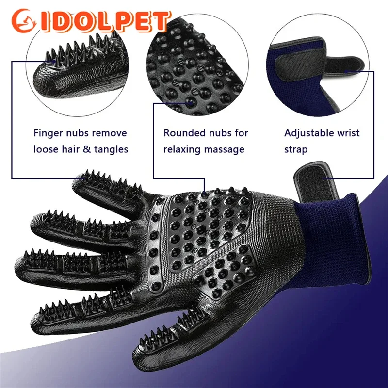 Pet Grooming Gloves Shedding Bathing Hair Remover Gloves Pet Shower Cat Dog Hair Deshedding Brush Rubber Remover Brush