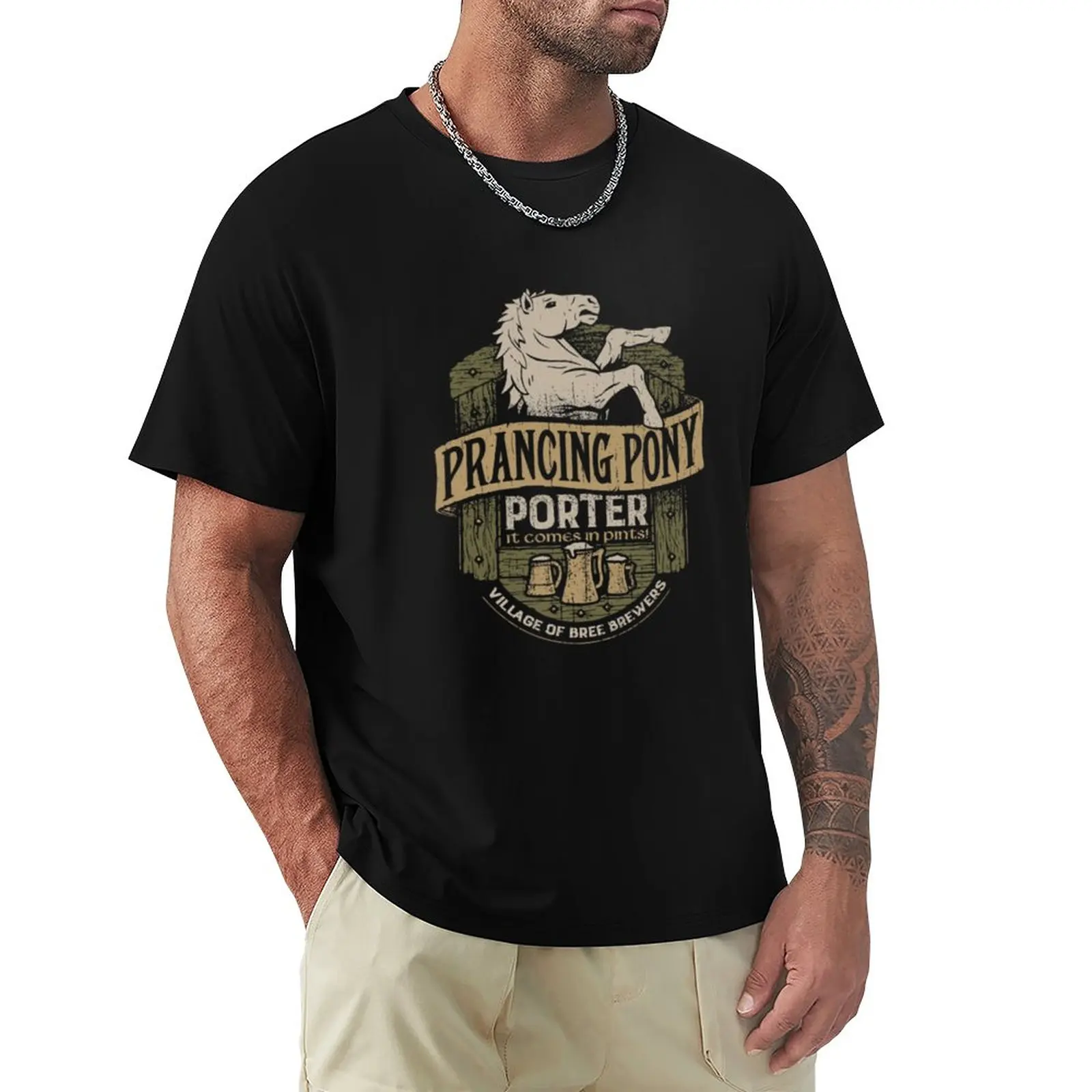 Prancing Pony Brewery Design T-Shirt T-Shirt Camicetta T-Shirt Grafiche Da Uomo Ad Asciugatura Rapida Divertenti