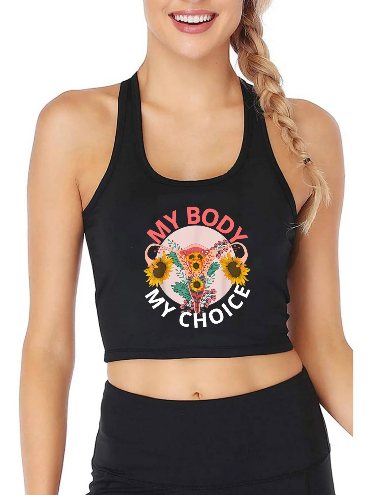 

Кроп-топ My Body My Choice, дизайнерский, дышащий, С уважением, женские права, майки, модная индивидуальность