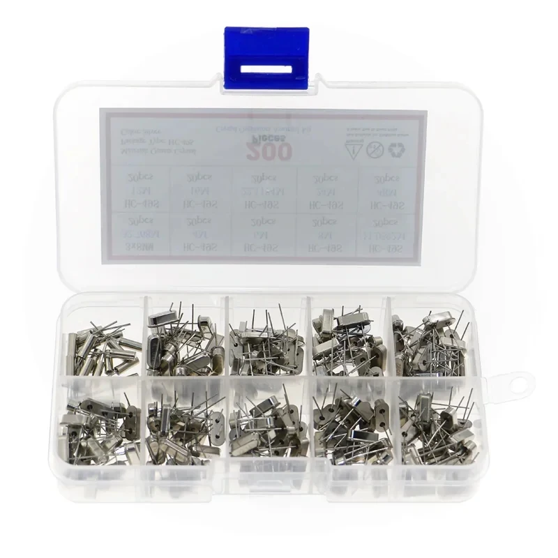 200pcs 10값 HC-49S 석영 공진기 DIP-2P 발진기 모듬 키트 4MHz 6MHz 8MHz 11.0592MHz 12MHz 16MHz 24MHz 48MHz