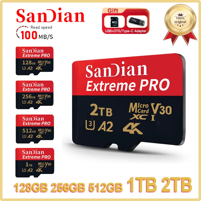Micro SD Card Origina 128GB 256GB Class 10 High Speed Memory Card U3 4K 512GB TF Flash 1TB for Smartphone Camera Drone