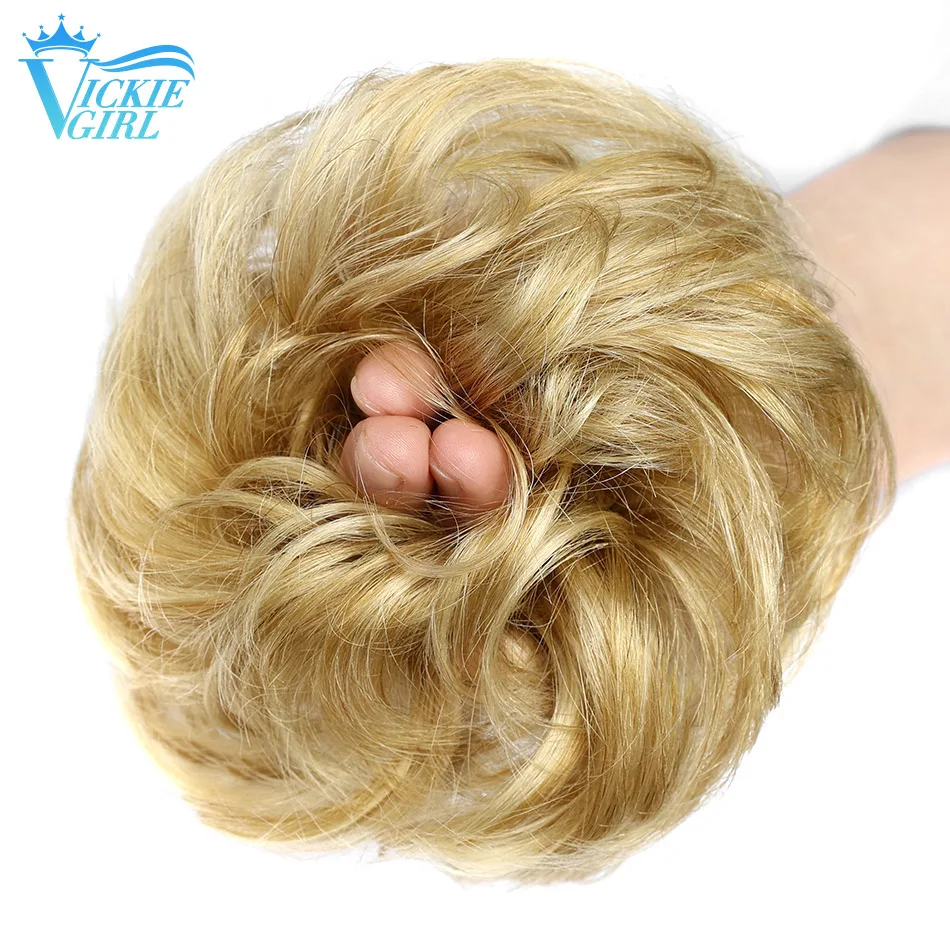 Human Hair Extensions 100% Human Hair Bun Extensions Messy Curly Elastic Hair Scrunchies Hairpieces Natural Wavy Curly Bun Pieces for Women