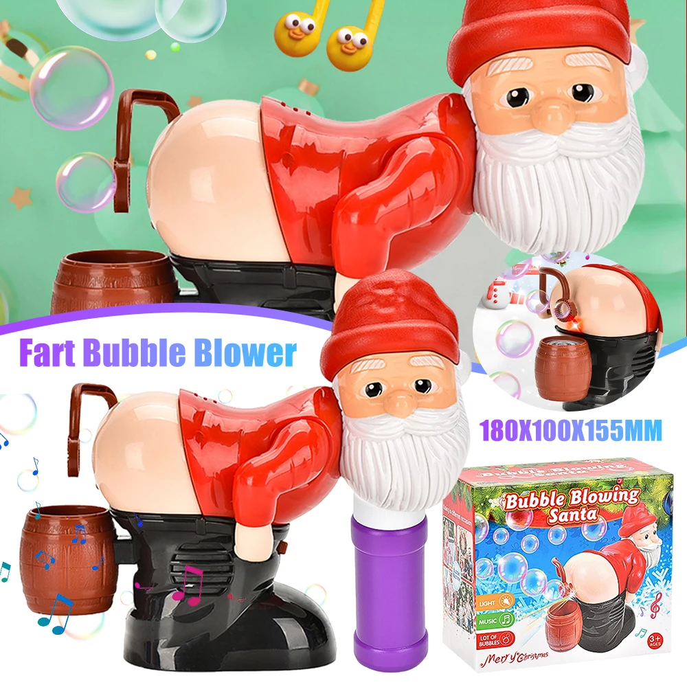 Santa Claus Bubble Machine Fart Bubble Blower With Music & Light Gnomes Farting Toys Novelty Christmas Gift For Children Christmas Bubble Toy