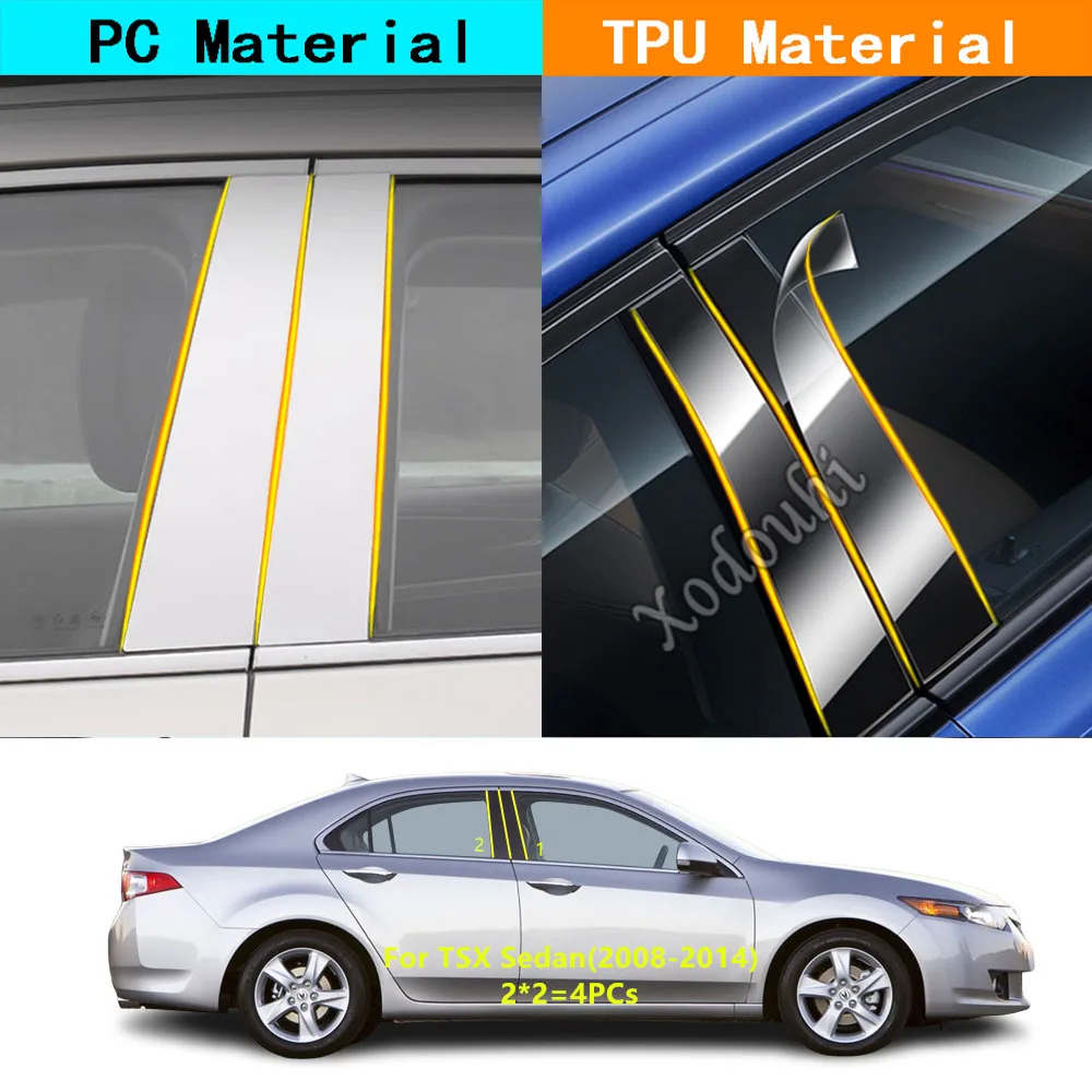 

Car TPU/Glossy Mirror Pillar Post Cover Door Trim Window Decorative Sticker For Acura TSX Sedan/Sport Wagon 2008 2009-2014