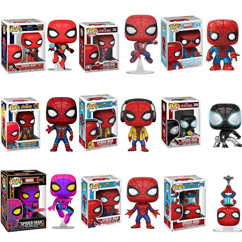 Funko POP Marvels SPIDER_MAN 334# Spider-Man Traje integrado 913# Spider-Woman 392# Figura de vinilo de PVC Colección Modelo Juguete Regalo