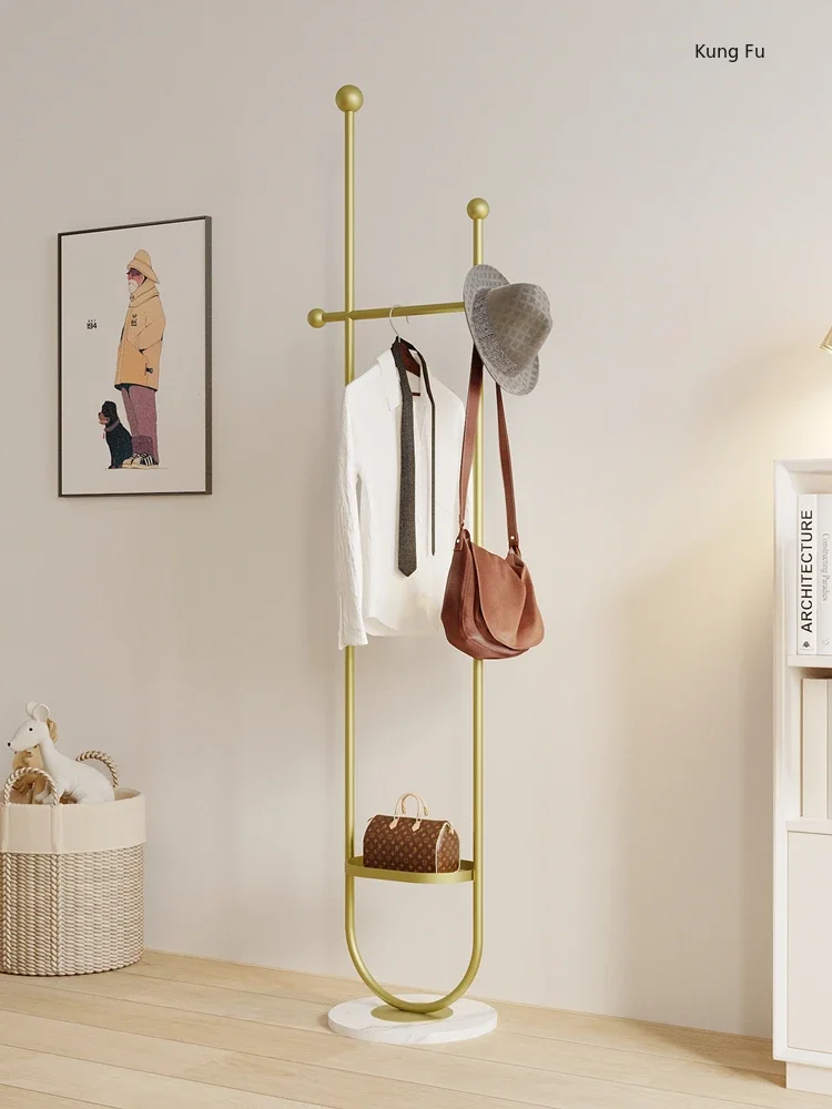 Household Simple Floor Clothes Rack Living Room Entrance Bag Coat Rack Modern Light Luxury 3