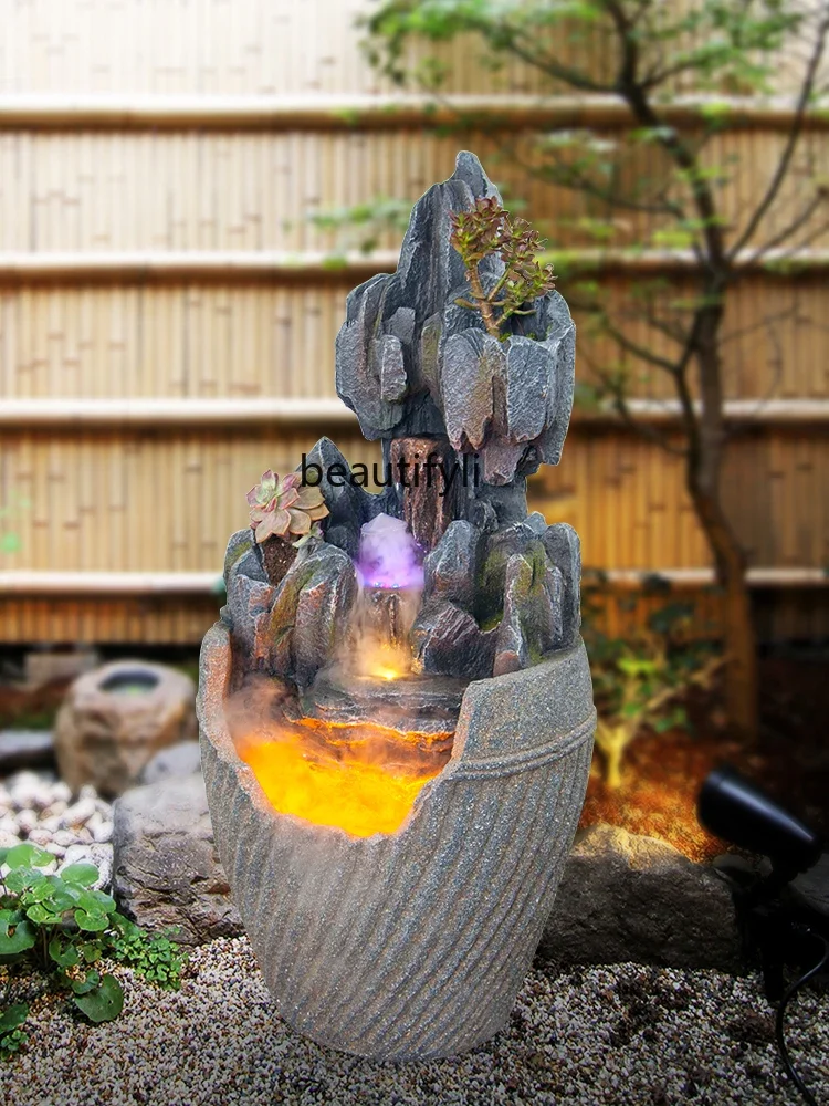 

New Chinese Style Artificial Mountain and Fountain Decoration Courtyard Balcony Hallway Garden Landscape Floor Creative