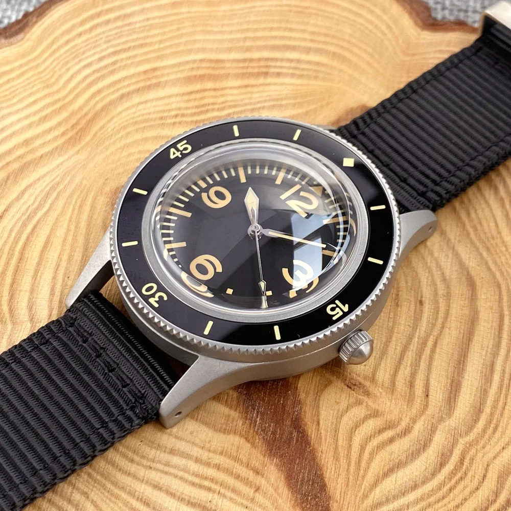 Diving Automatic Watch For Men NH35 PT5000 Green Super Luminous Bezel Index Domed Sapphire 20ATM Waterproof Steel Brushed Case