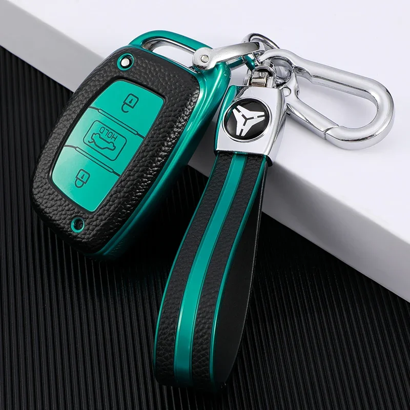 가죽 TPU 자동차 스마트 키 커버 케이스 가방 쉘 홀더 키 체인 현대 아반떼 ..